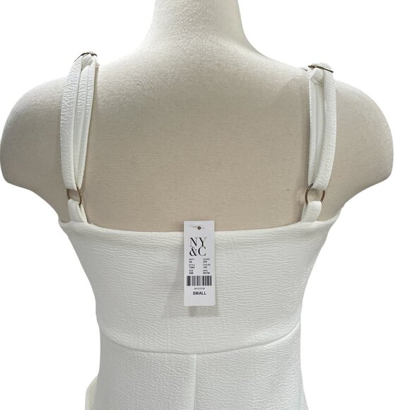 Lena White Textured Ruffle Hem Midi Dress Adjustable Straps S Party Cocktail - Picture 6 of 14